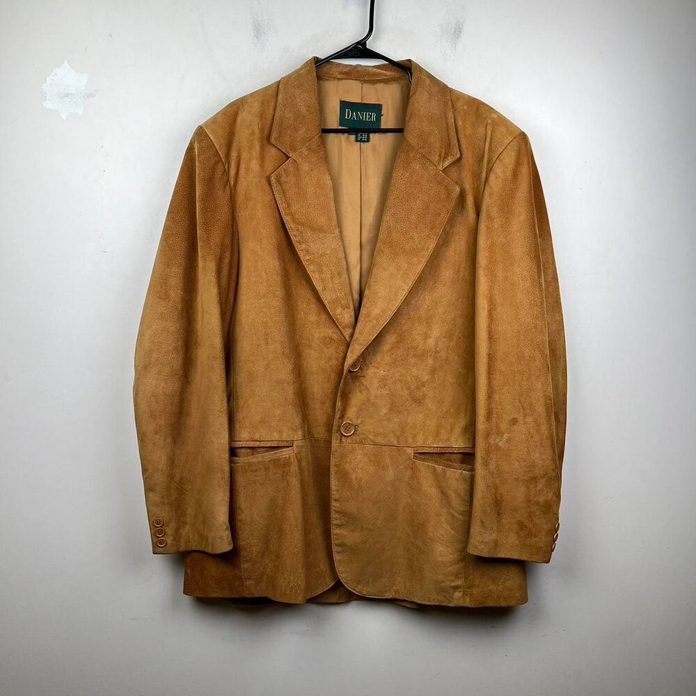 Vintage Danier Tan Suede  Leather Blazer Size XL